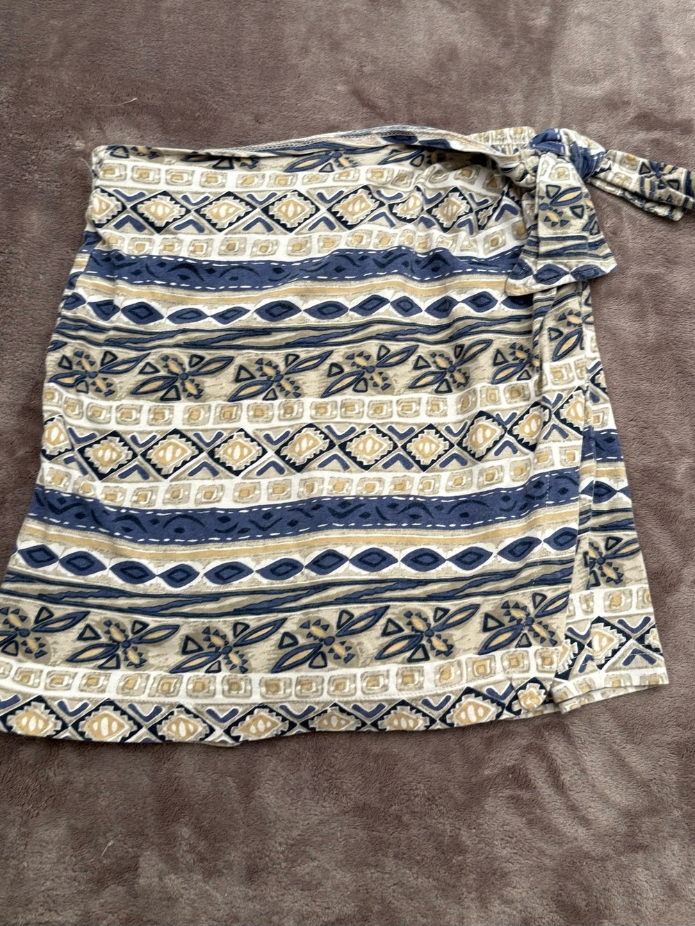 Women's Blue & Cream Patterned Wrap Skort